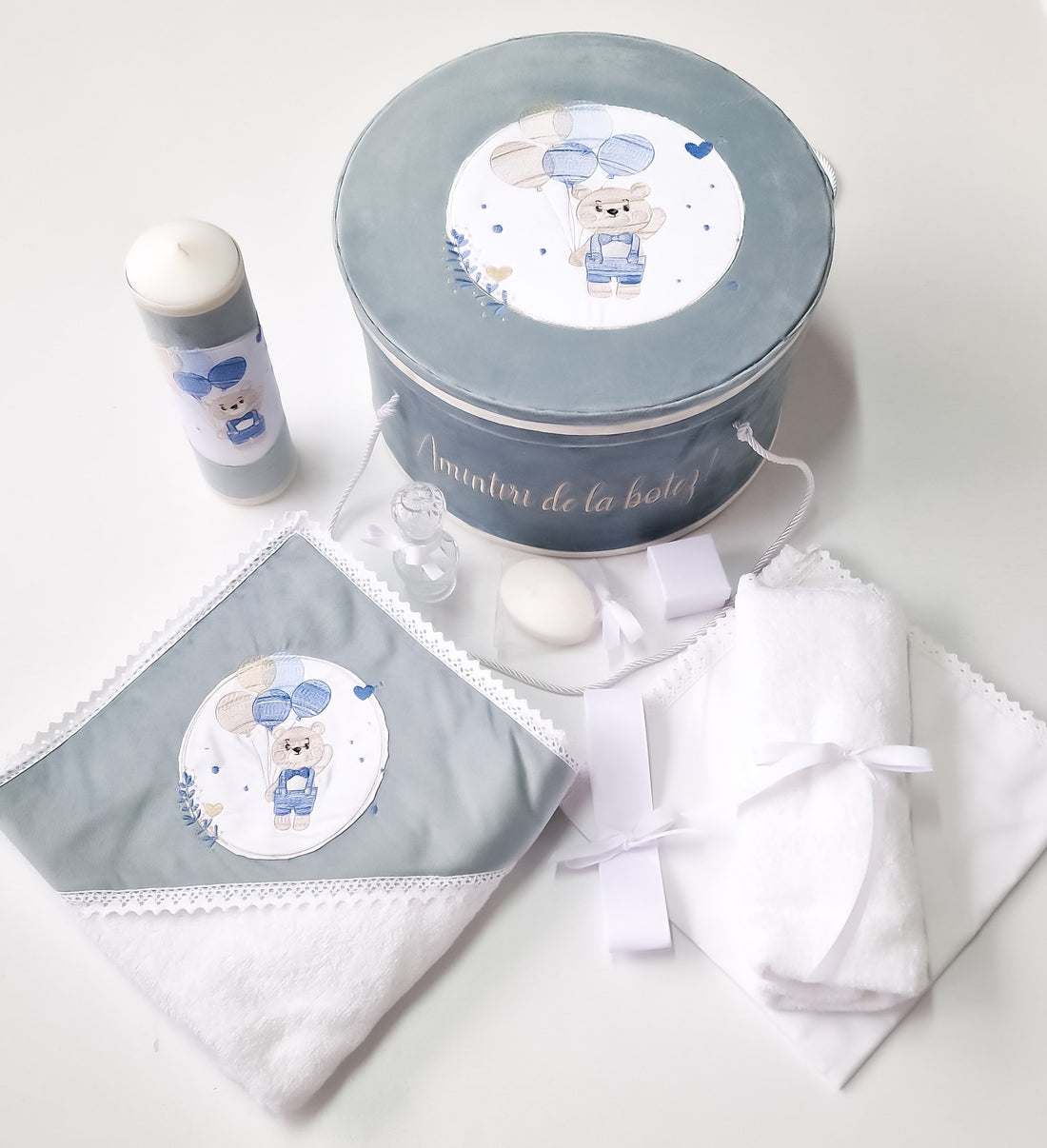 Costumaș botez pentru băieți Sabin Velvet Blue