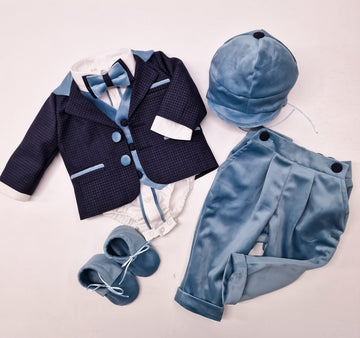 Costumaș botez pentru băieți Tavi Blue