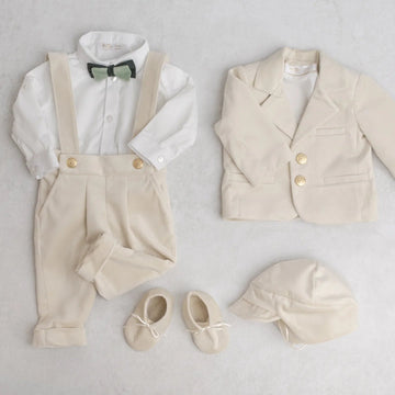 Costumaș botez pentru băieți Sabin Velvet White