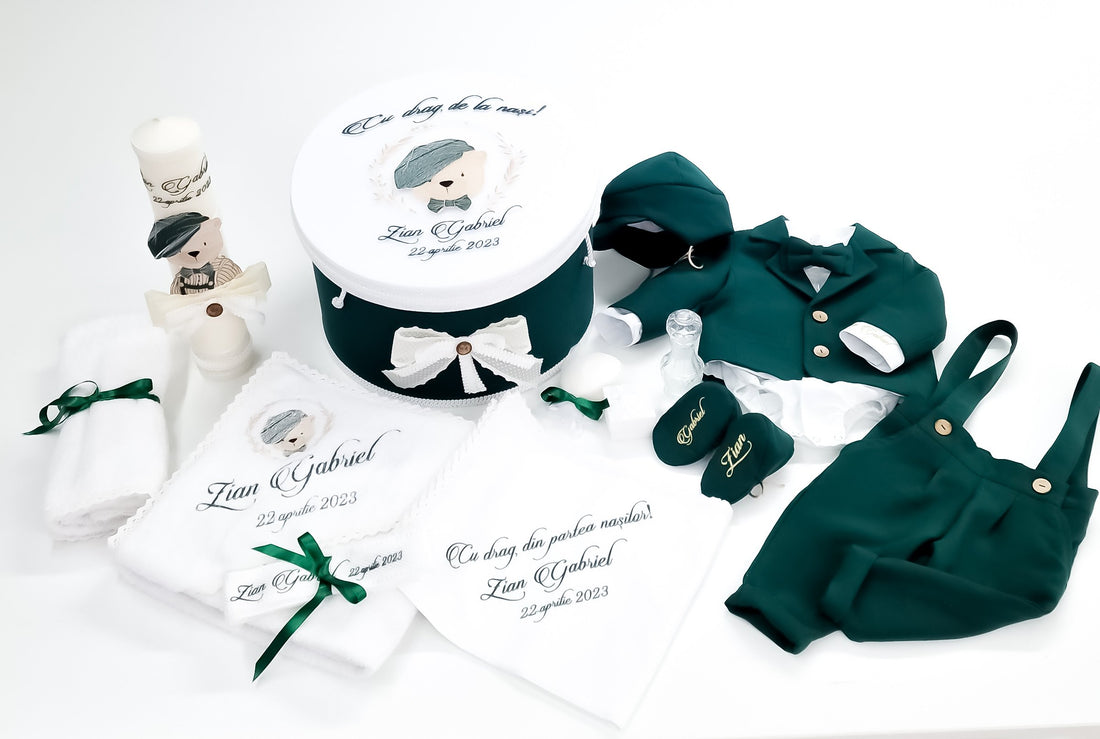 Costumaș botez pentru băieți Sabin ''Dark Green''