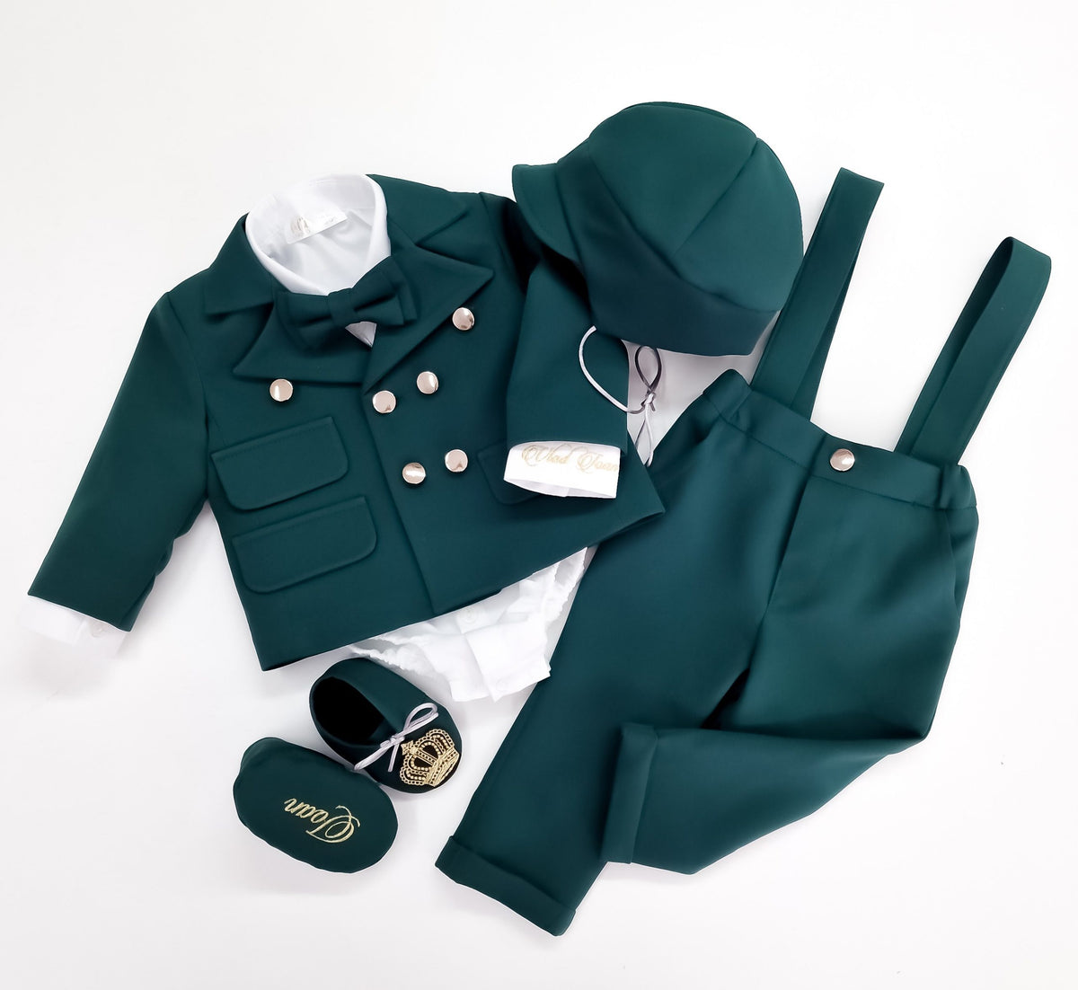 Costumaș botez pentru băieți Mateo Dark Green