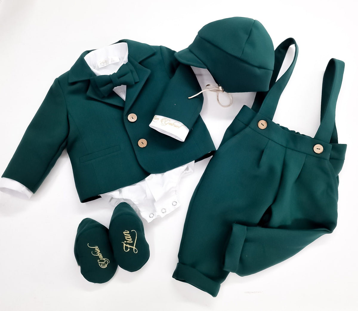 Costumaș botez pentru băieți Sabin ''Dark Green''