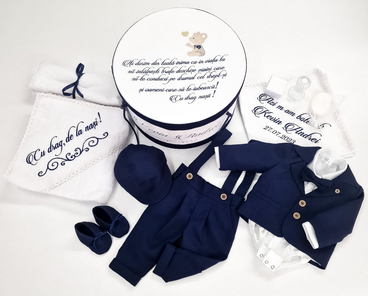 Costumaș botez pentru băieți Sabin Navy