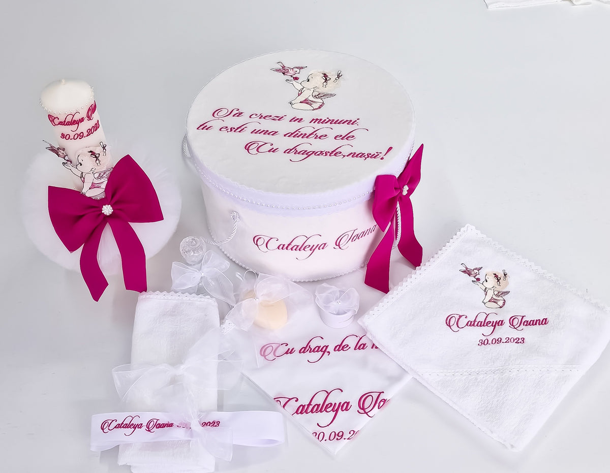 Lumânare Botez Fete- Ingeraș Personalizată