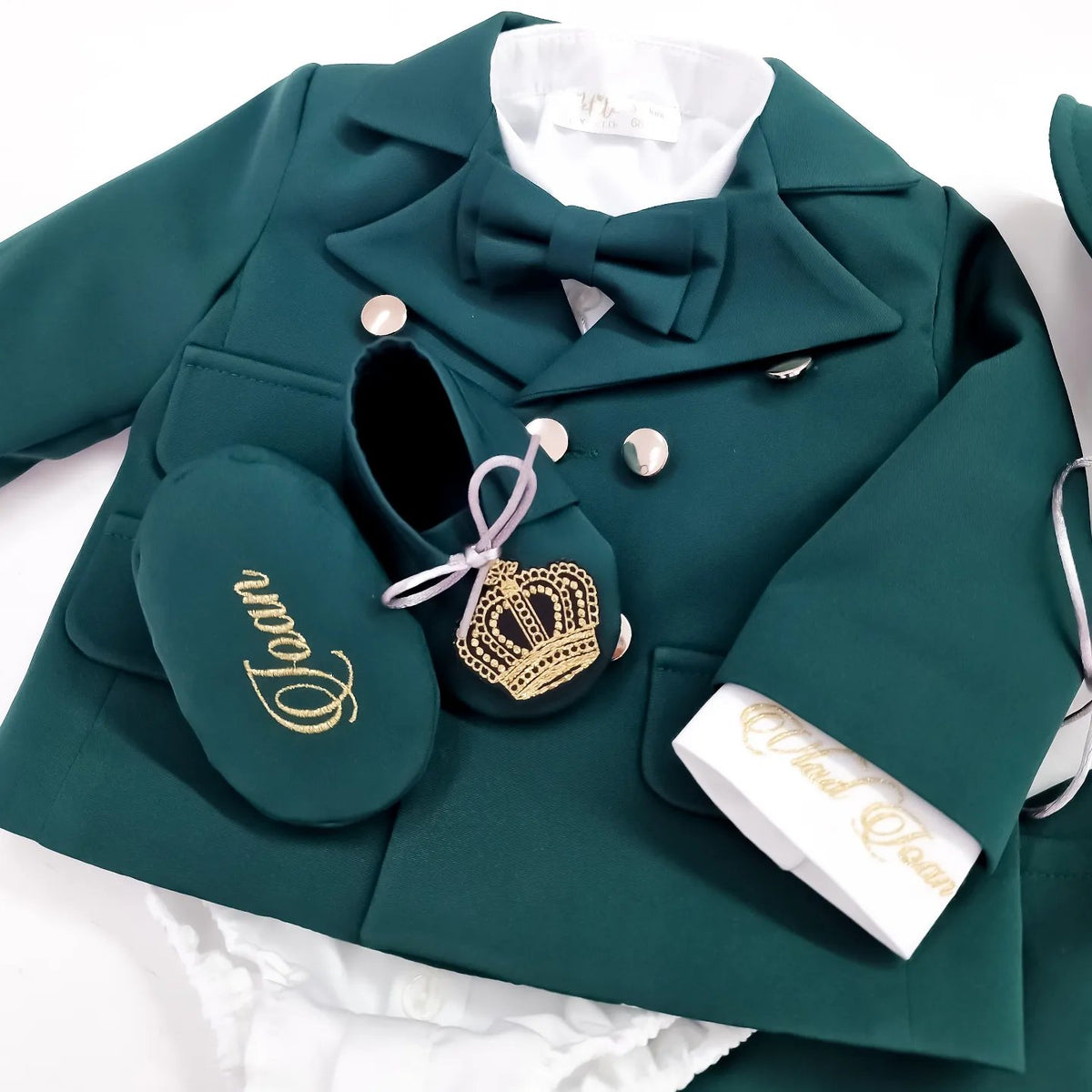Costumaș botez pentru băieți Mateo Dark Green