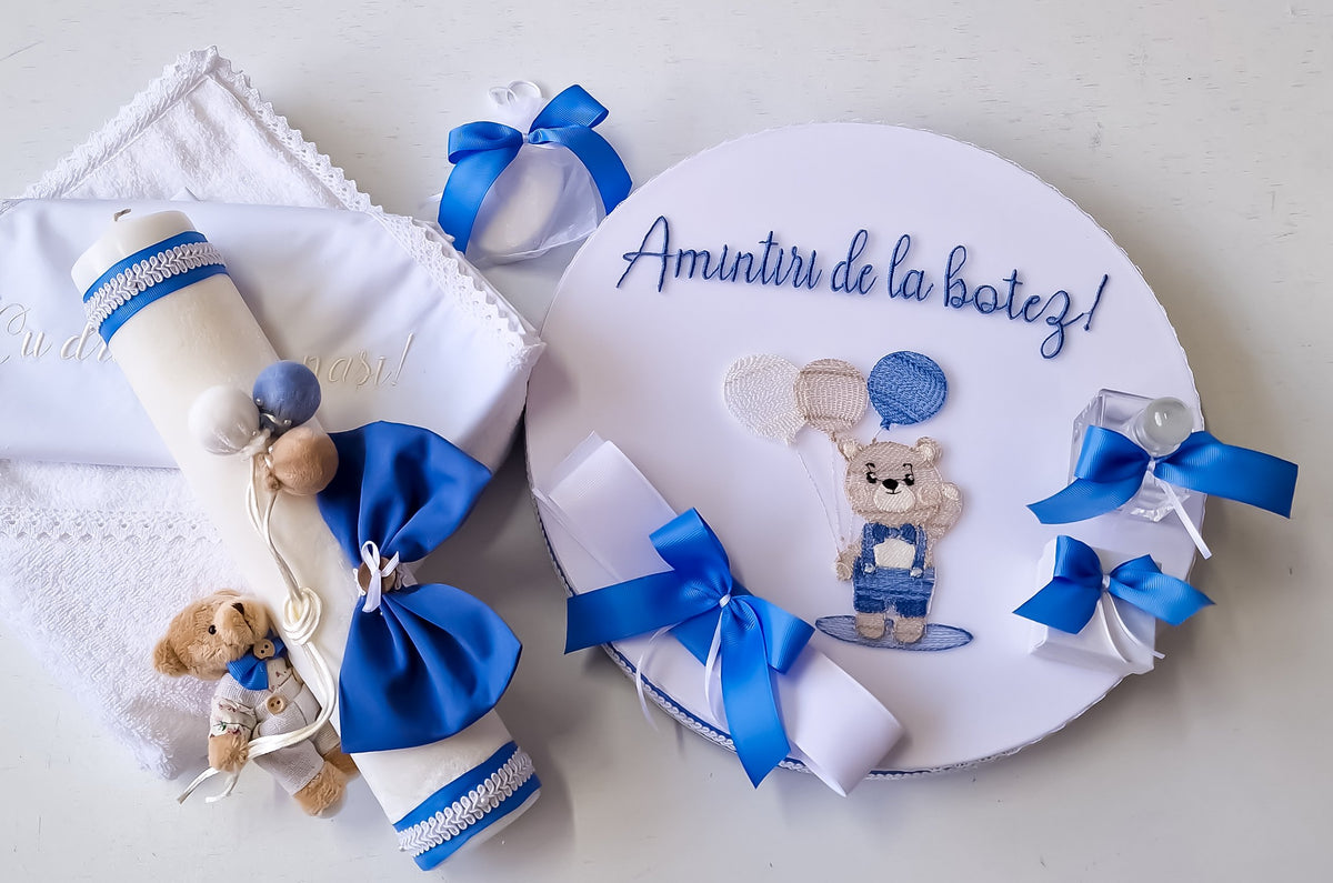 Lumanare Botez Teddy Bear with Balloons 3D