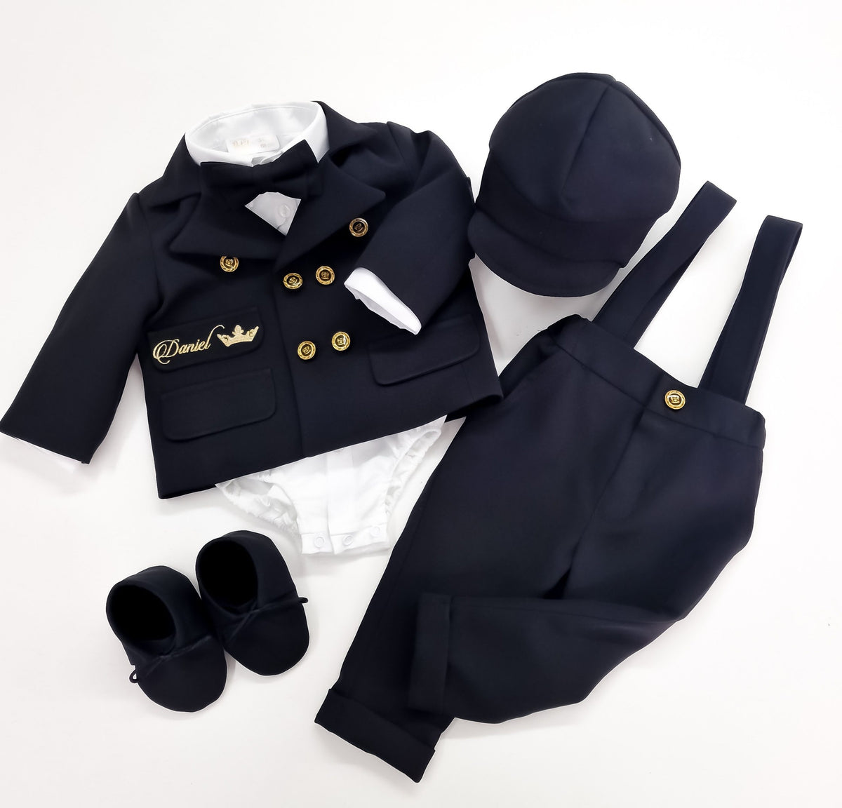 Costumaș botez pentru băieți Mateo Royal Black