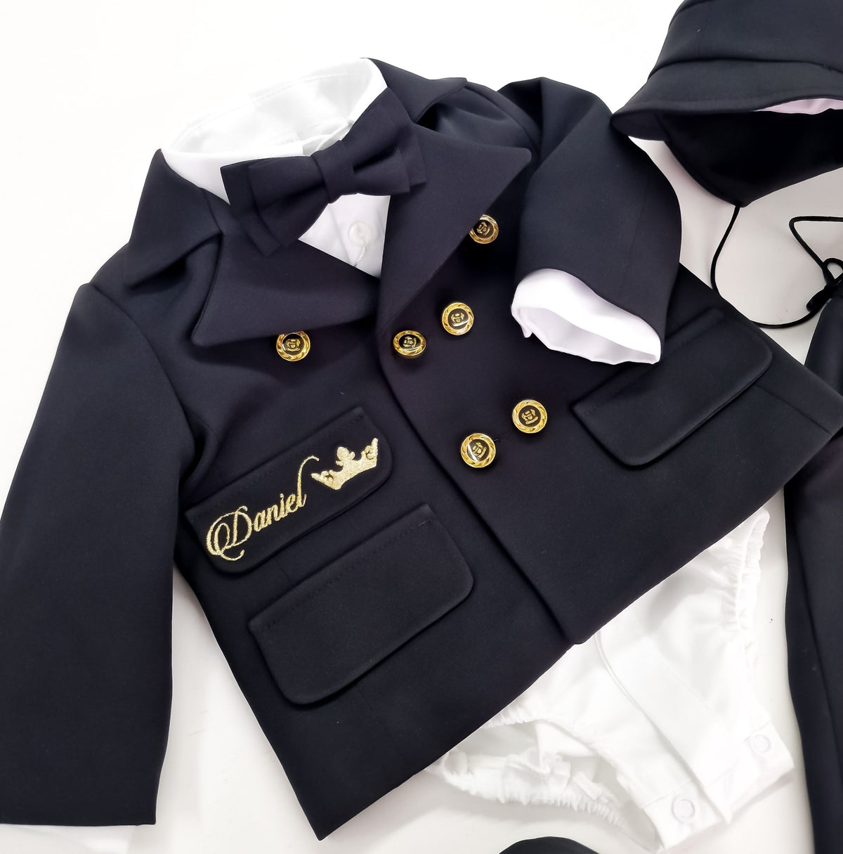 Costumaș botez pentru băieți Mateo Royal Black