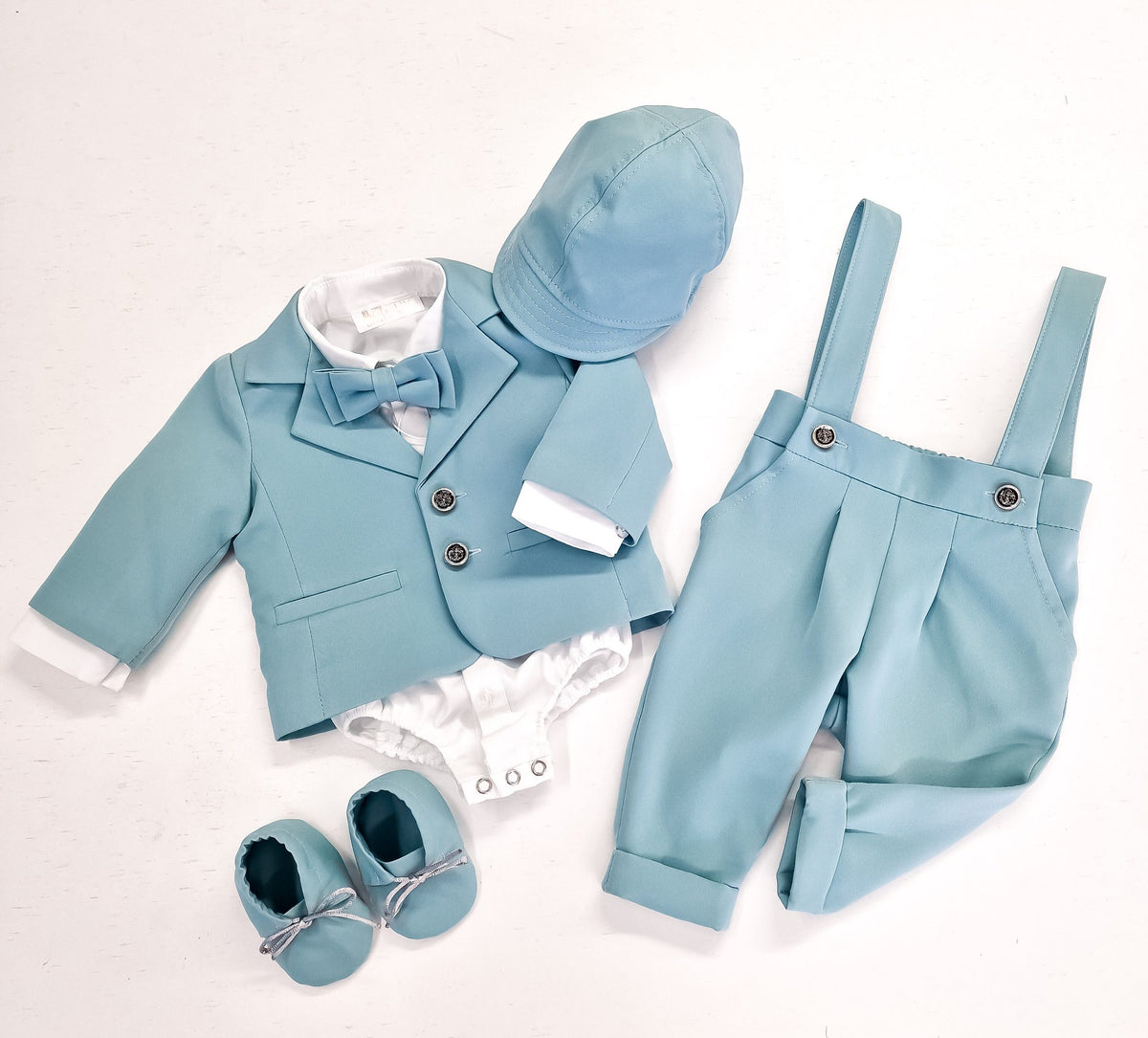 Costumaș botez pentru băieți Sabin Aqua Green