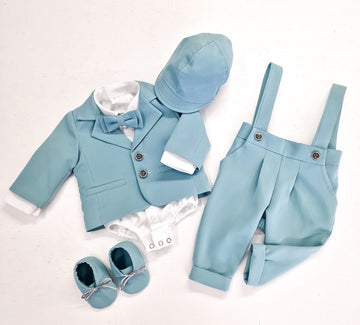Costumaș botez pentru băieți Sabin Aqua Green