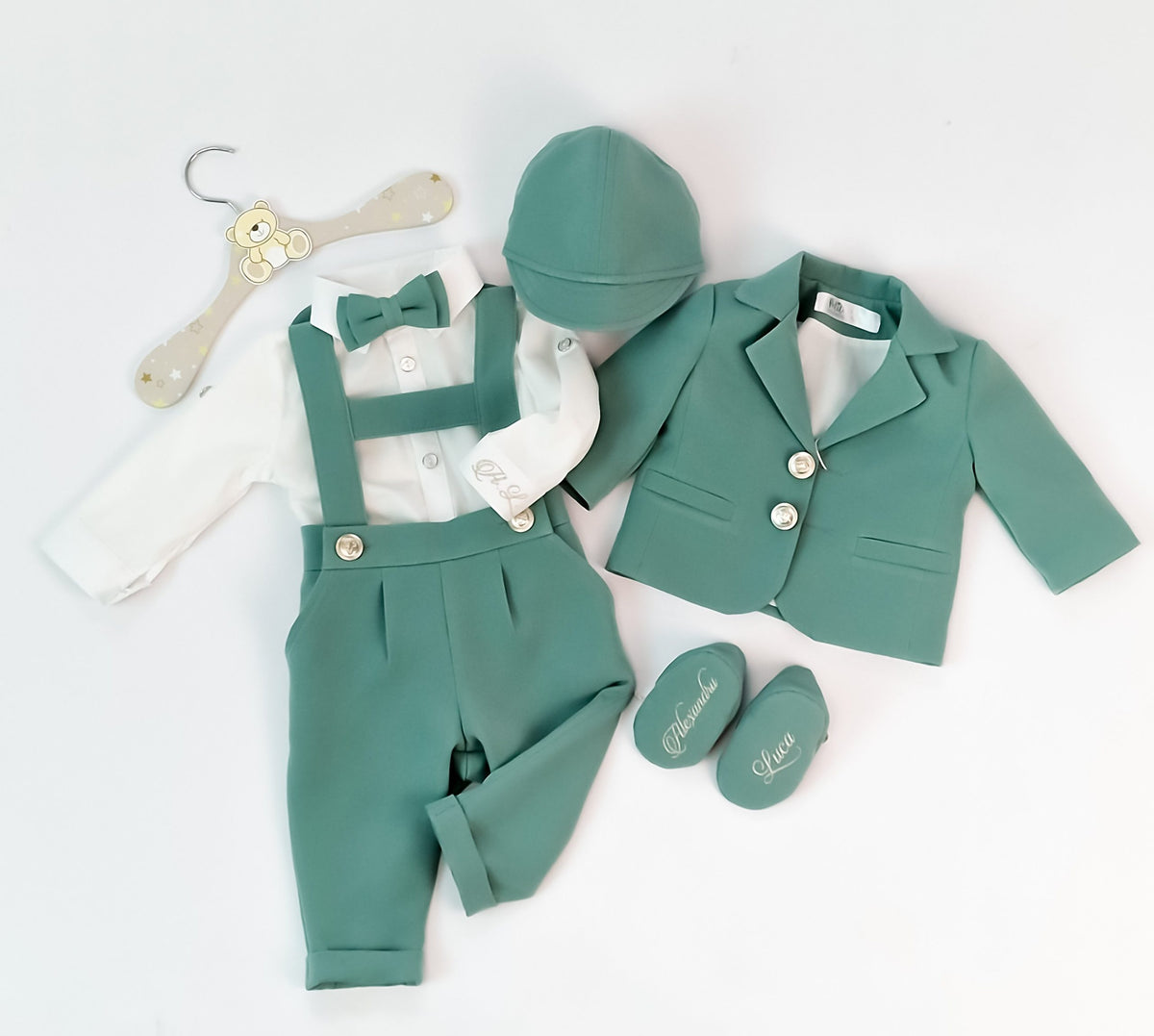 Costumaș botez pentru băieți Sabin Olive Green