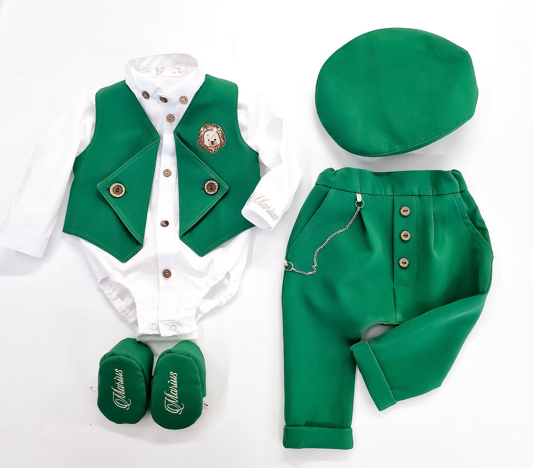 Costumaș botez pentru băieți Erik Green Lion