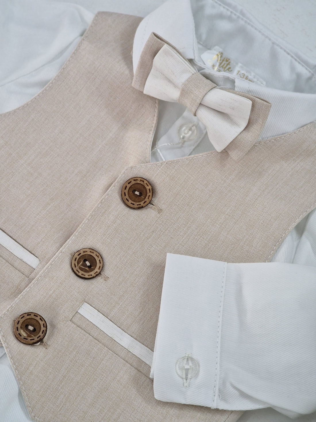 Costumaș botez pentru băieți Abel Beige