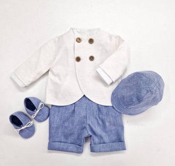 Costumaș botez pentru băieți Luca Two Colors Navy