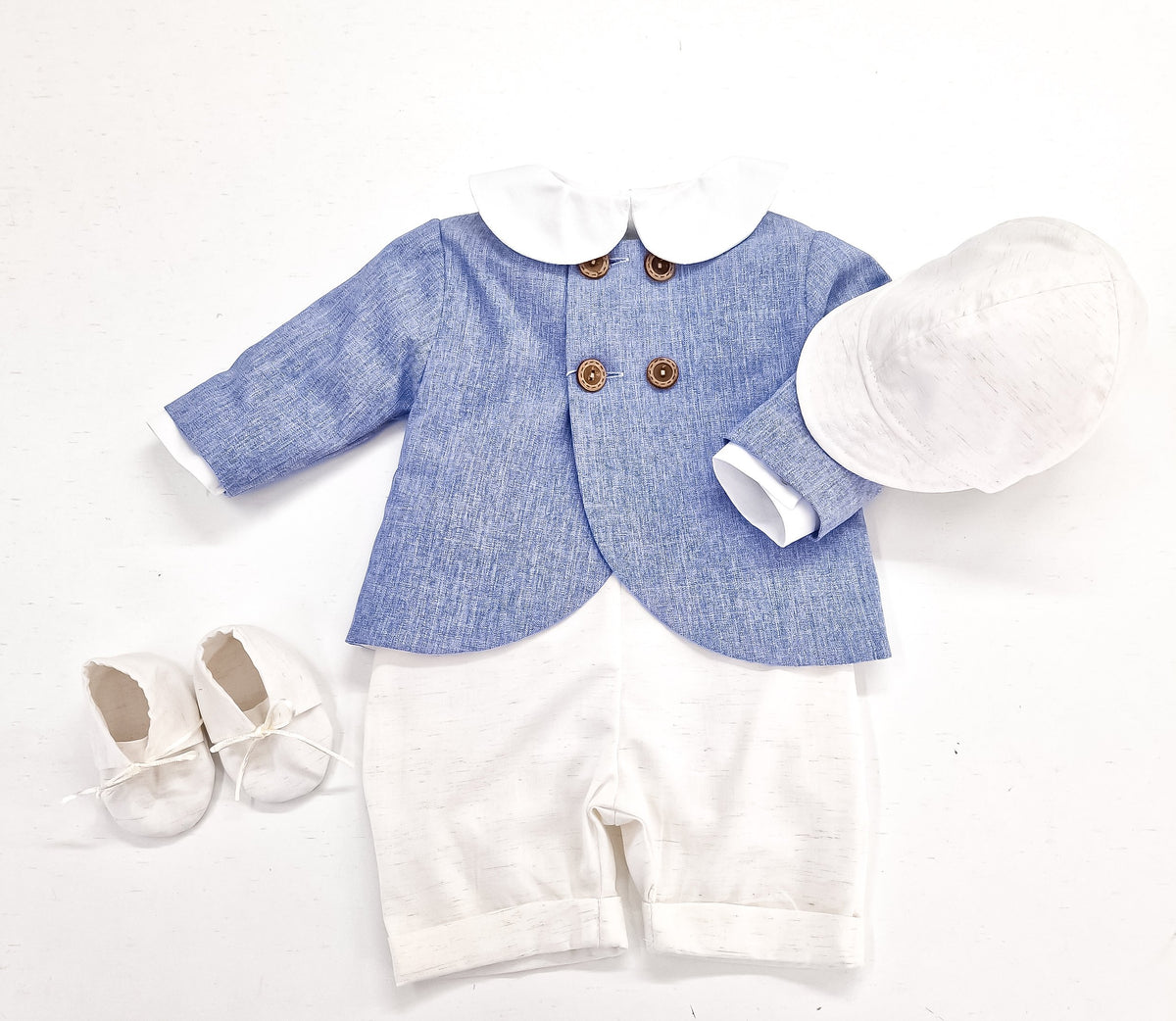 Costumaș botez pentru băieți Luca Two Colors Blue Angel