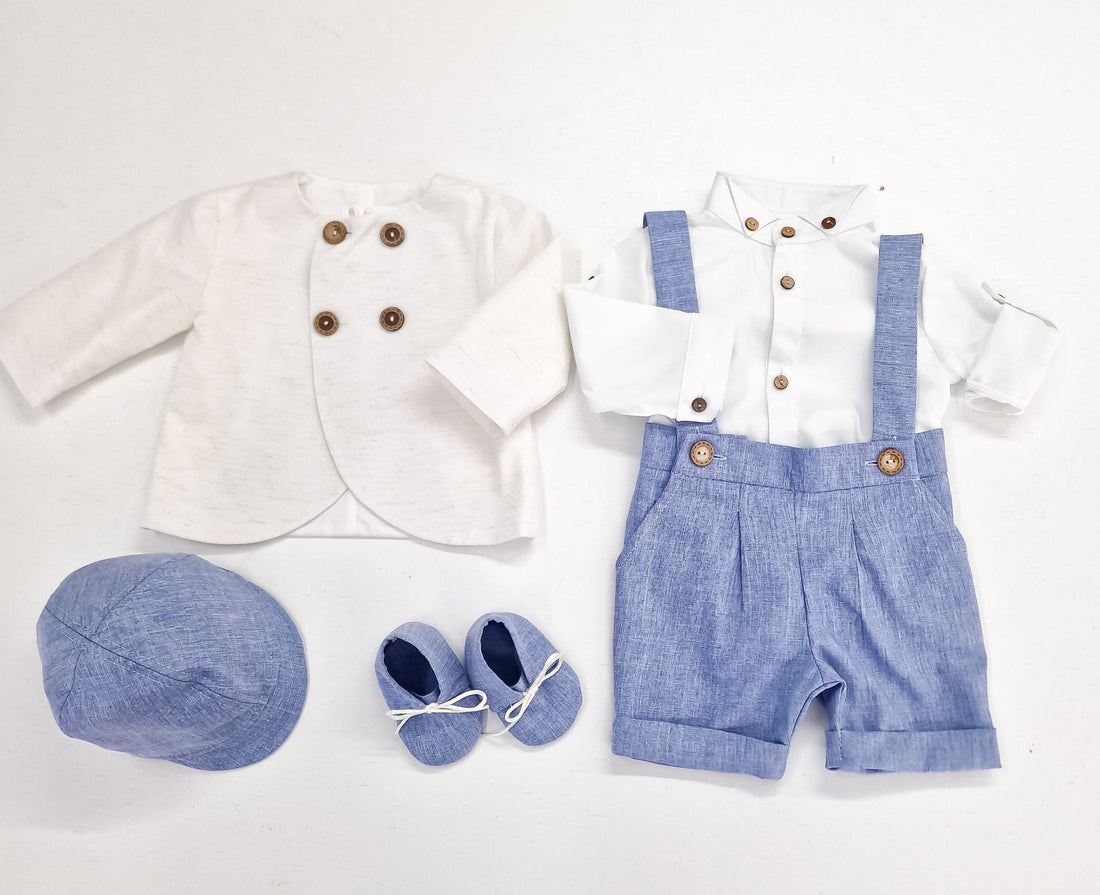 Costumaș botez pentru băieți Luca Two Colors Navy
