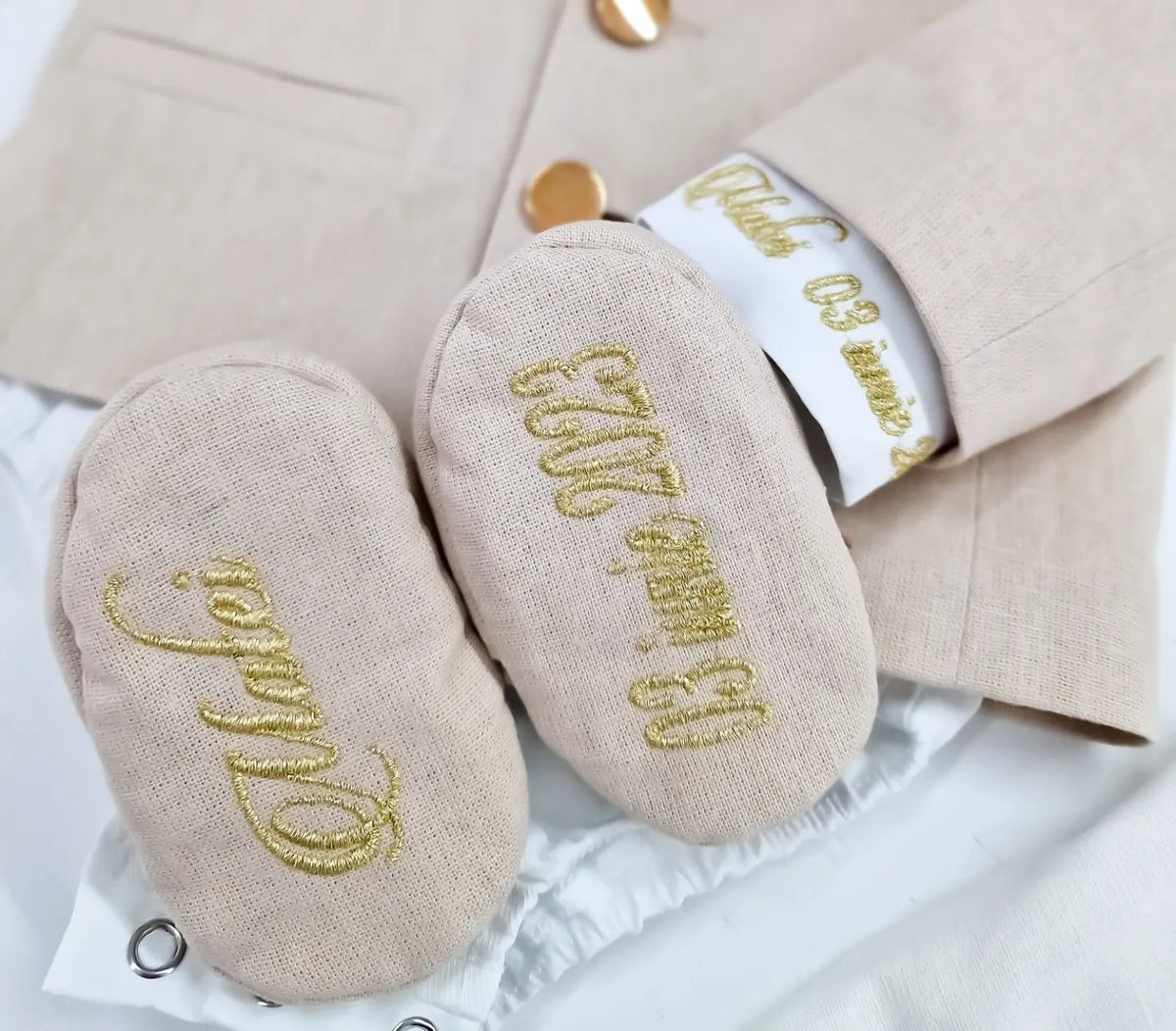 Costumaș botez pentru băieți Sabin Linen Touch