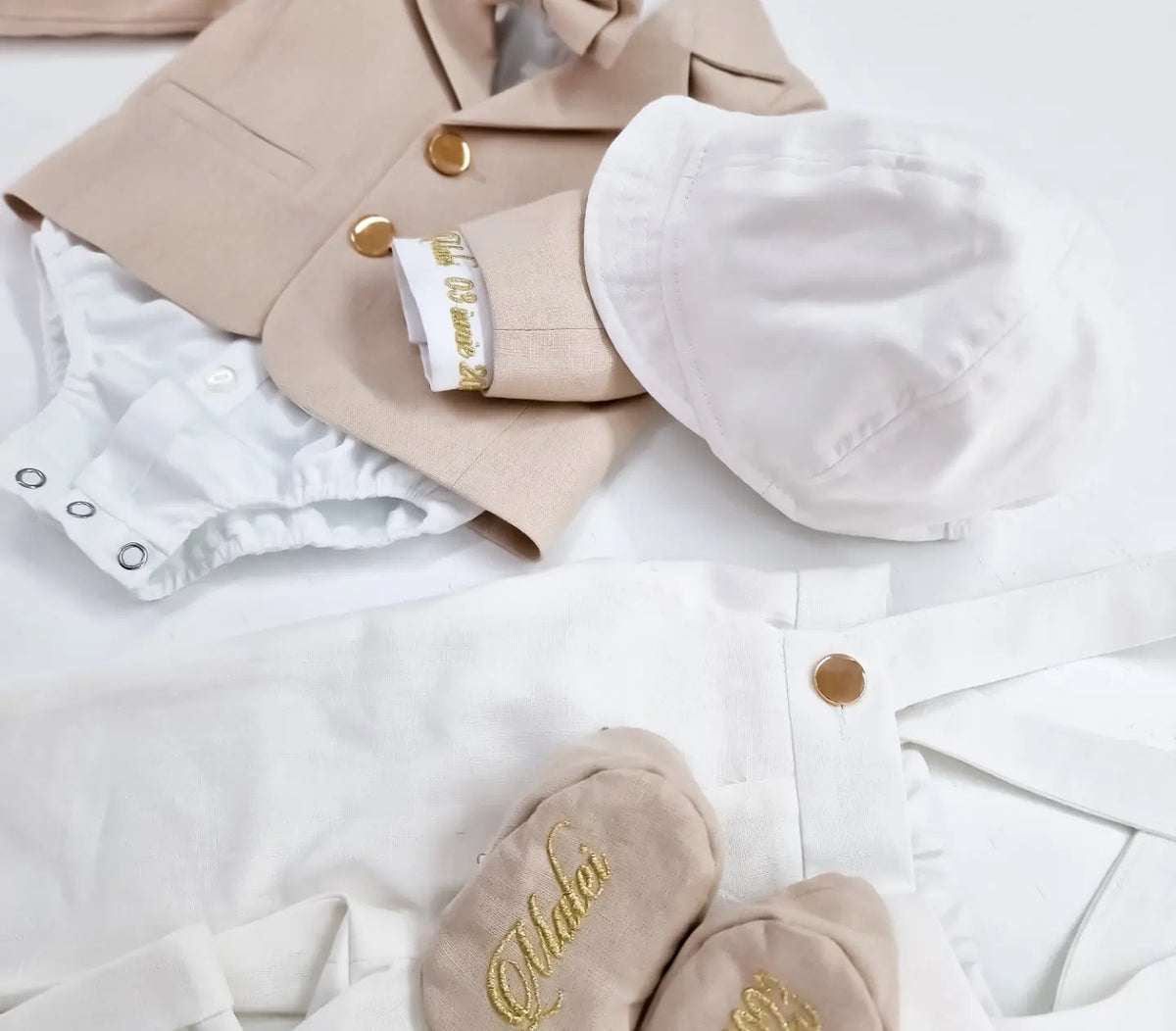 Costumaș botez pentru băieți Sabin Linen Touch