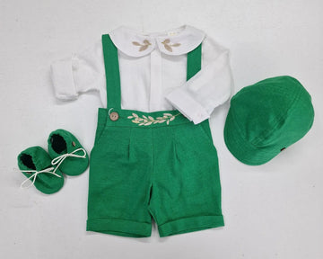 Costumaș botez pentru băieți Oliver Green Lino Touch
