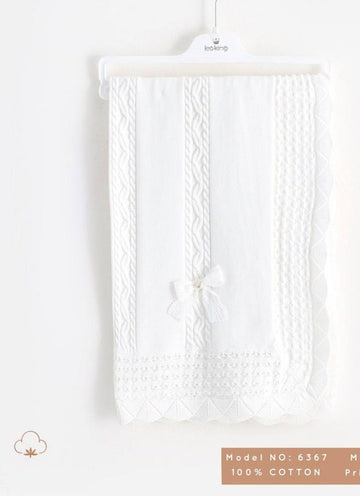 Păturica Tricotata botez White Soft