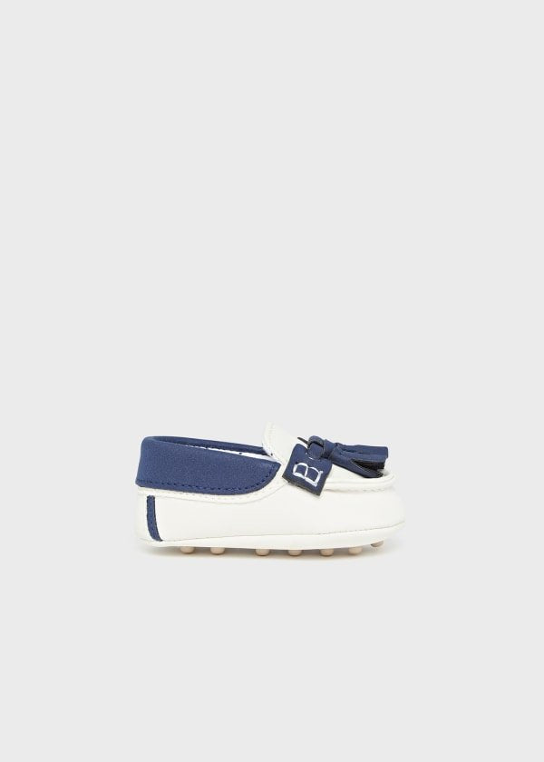 Pantofi botez baieti Alb-Naval