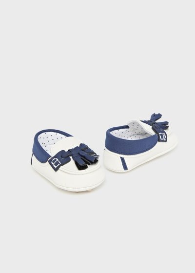 Pantofi botez baieti Alb-Naval