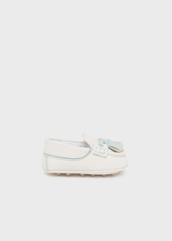 Pantofi botez baieti Alb-Jade