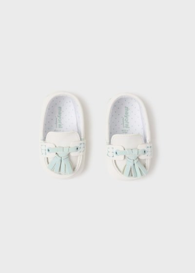 Pantofi botez baieti Alb-Jade