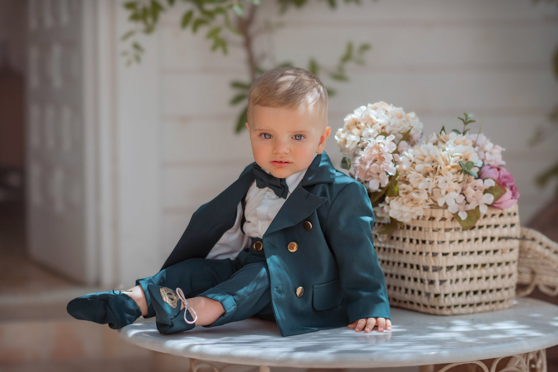 Costumaș botez pentru băieți Mateo Dark Green