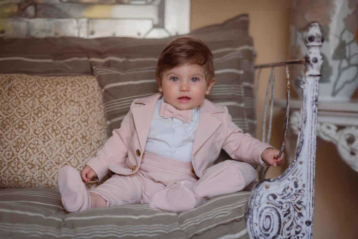 Costumaș botez pentru băieți Sabin Beige