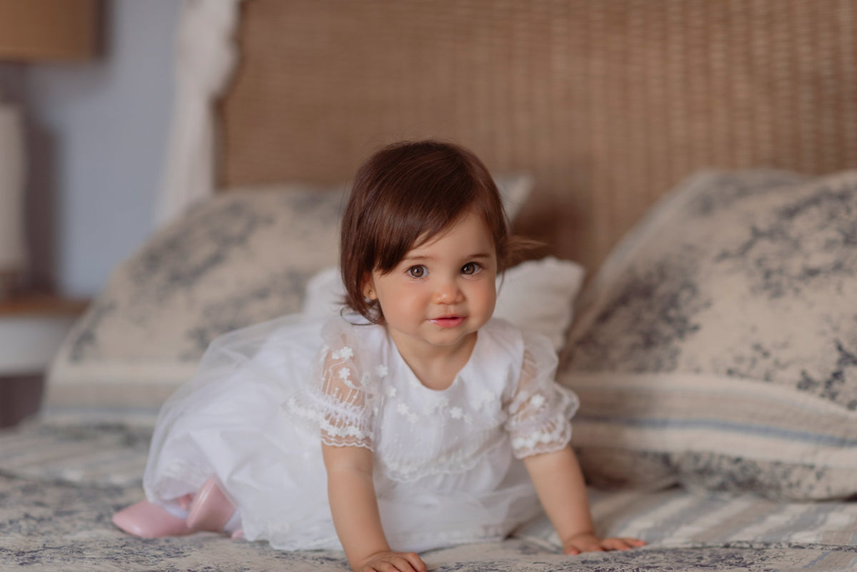 Rochiță alba botez Camille