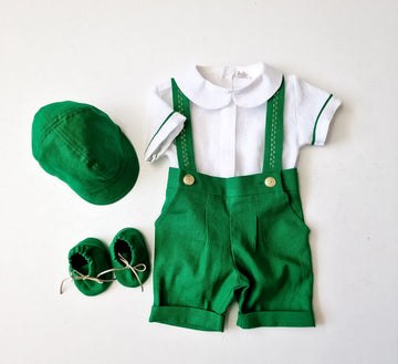 Costumaș botez pentru băieți Royal Green Lino Touch