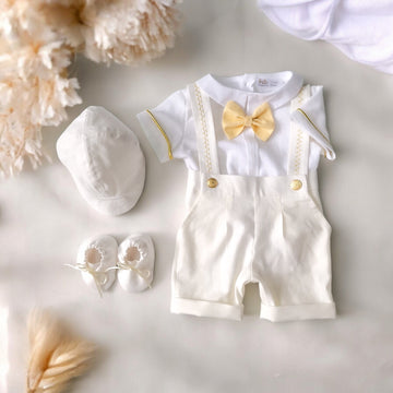 Costumaș botez pentru băieți Royal Ivory Lino Touch
