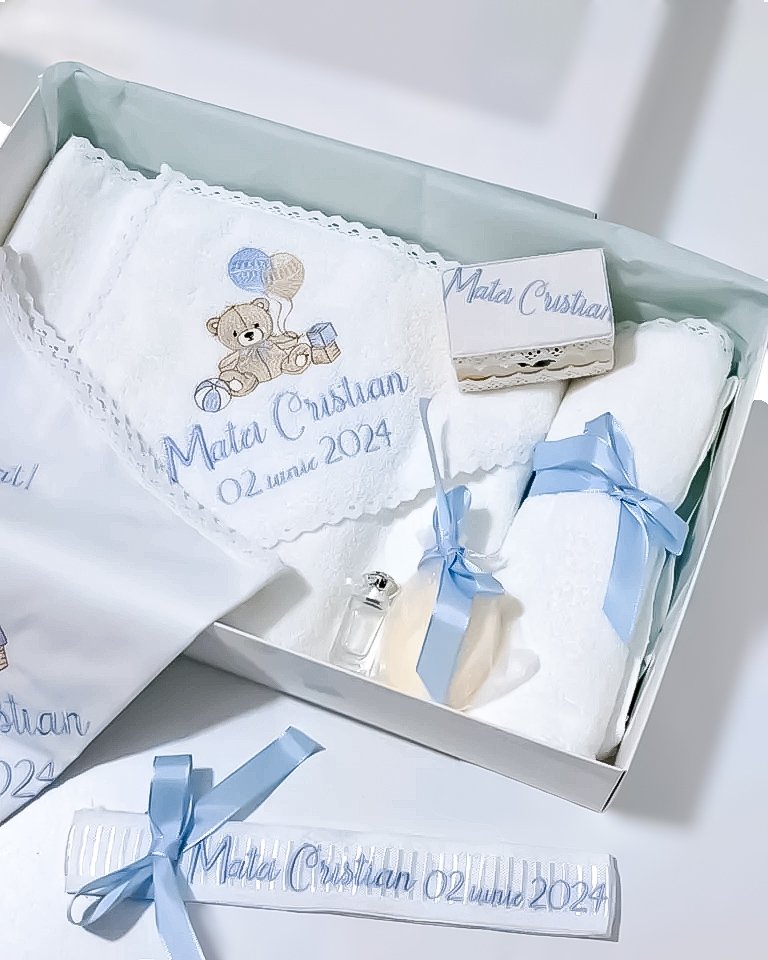 Costumaș botez pentru băieți Abel Baby Blue