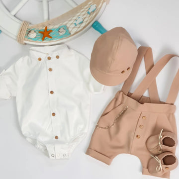 Costumaș botez pentru băieți Erick Beige