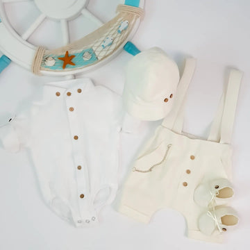 Costumaș botez pentru băieți Erick Ivory-Lino Touch