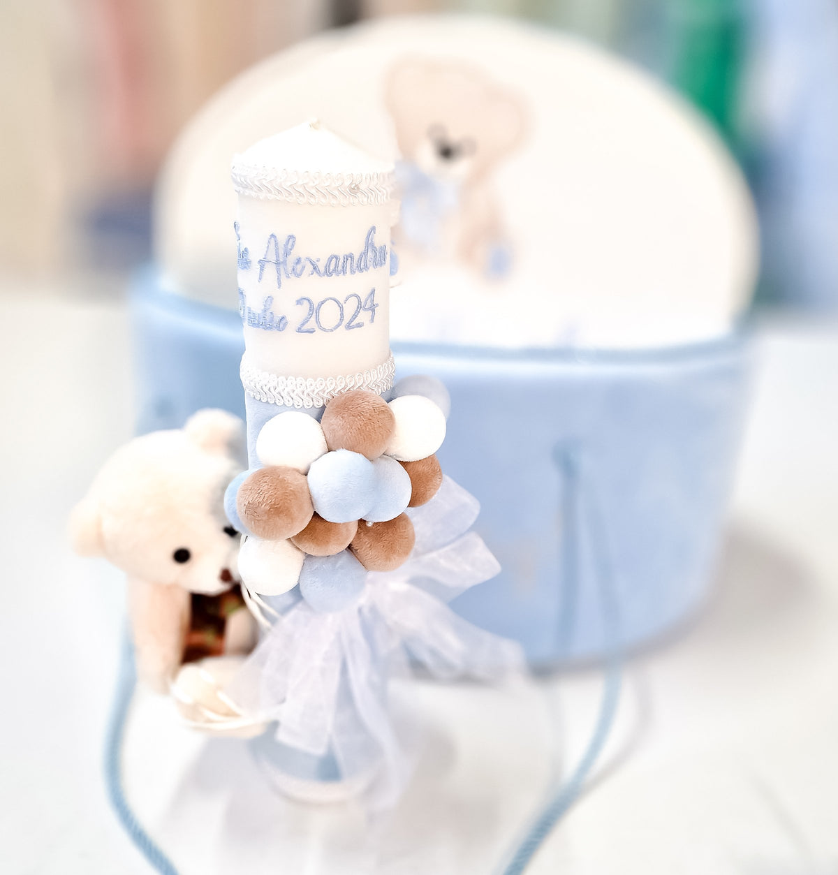 Lumanare Botez Teddy Bear With Balloons 3D Copy