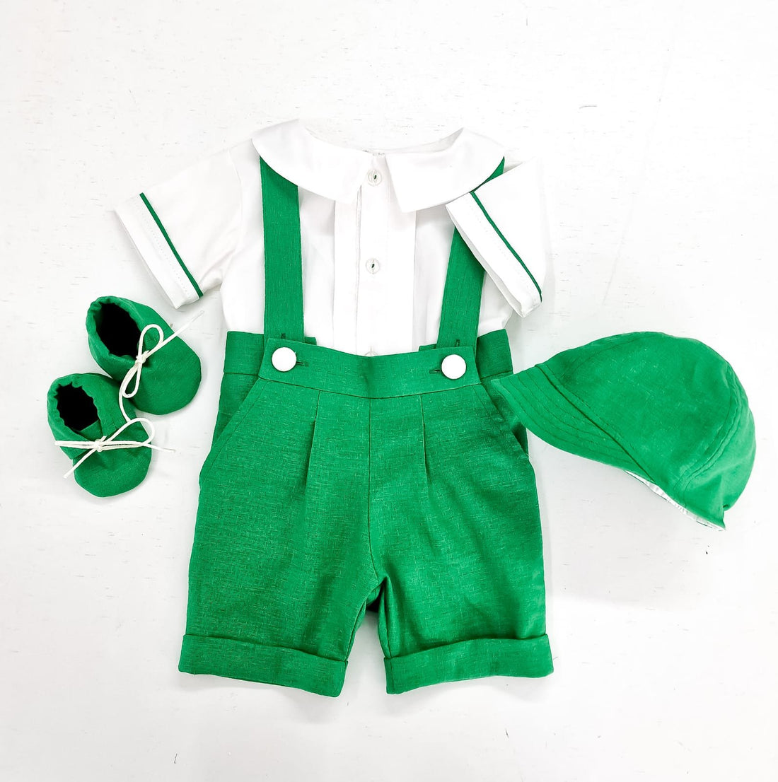 Costumaș botez pentru băieți Green Angel Lino Touch
