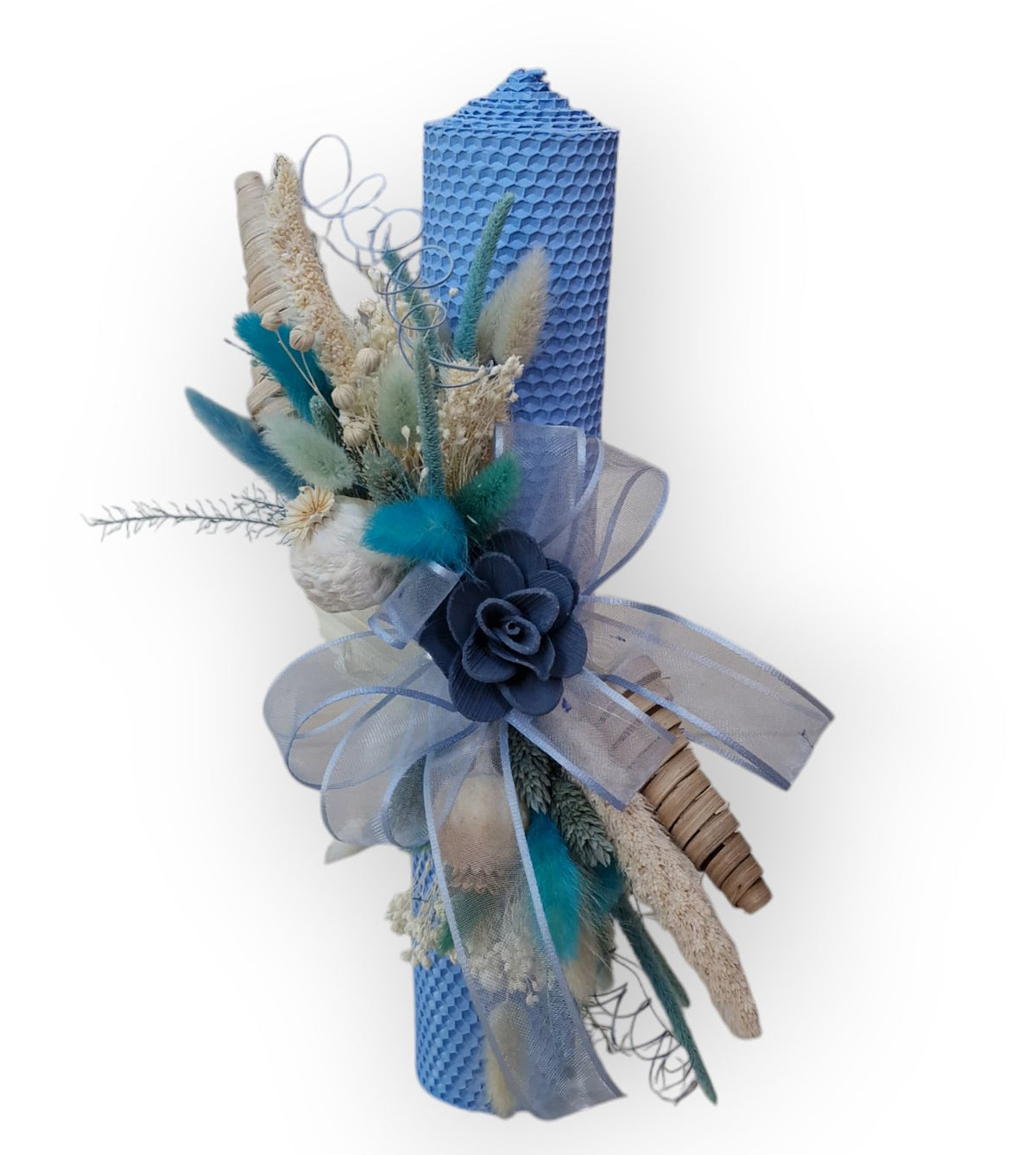 Lumânare Botez  Fagure Natural Pouder Baby Blue