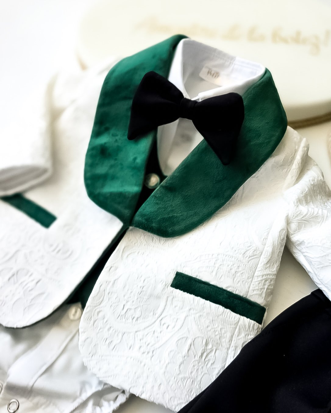 Costumaș botez pentru băieți Luxurious Brocade -Velveth Green