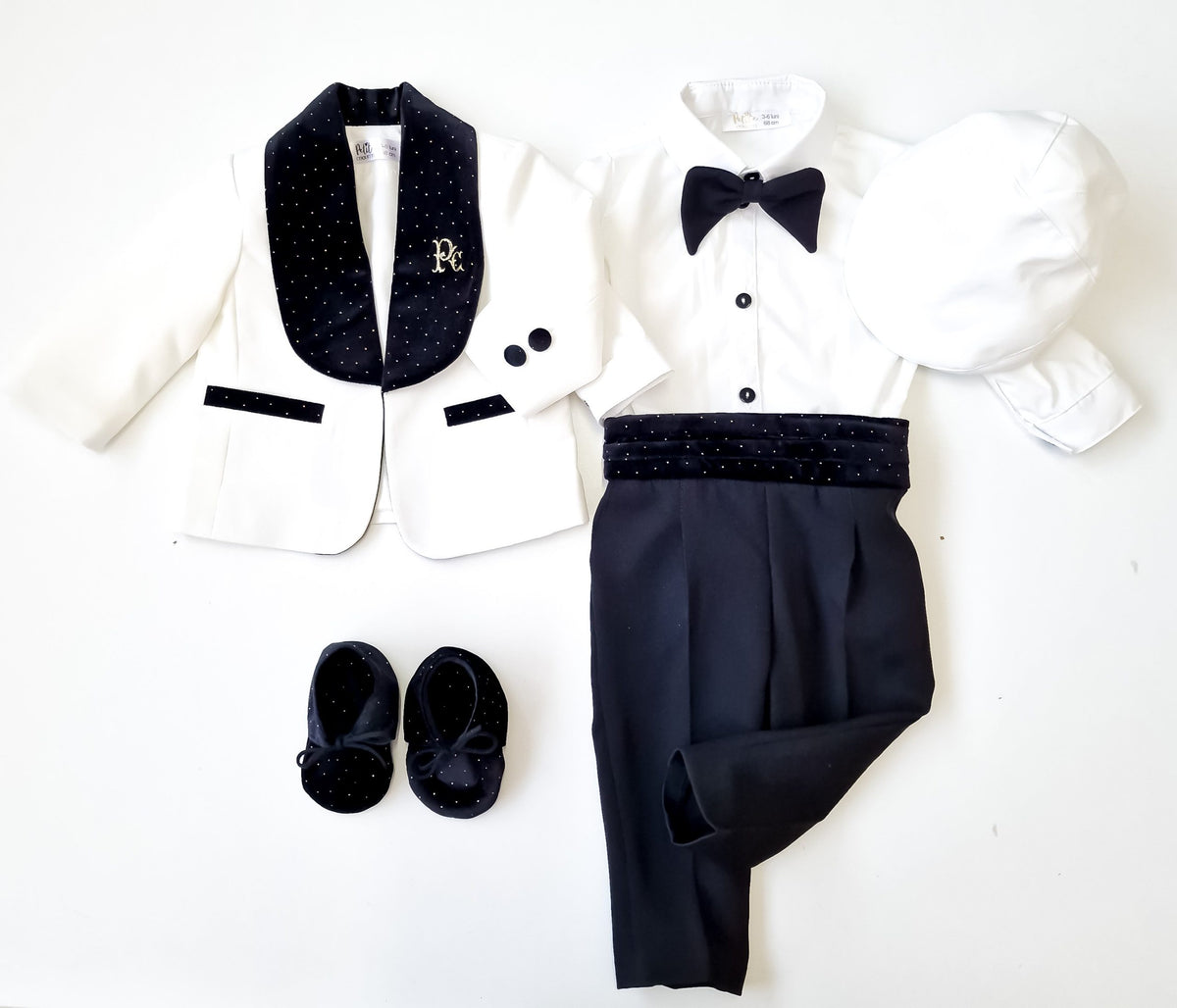 Costumaș botez pentru băieți Luxurious Velvet Touch Black
