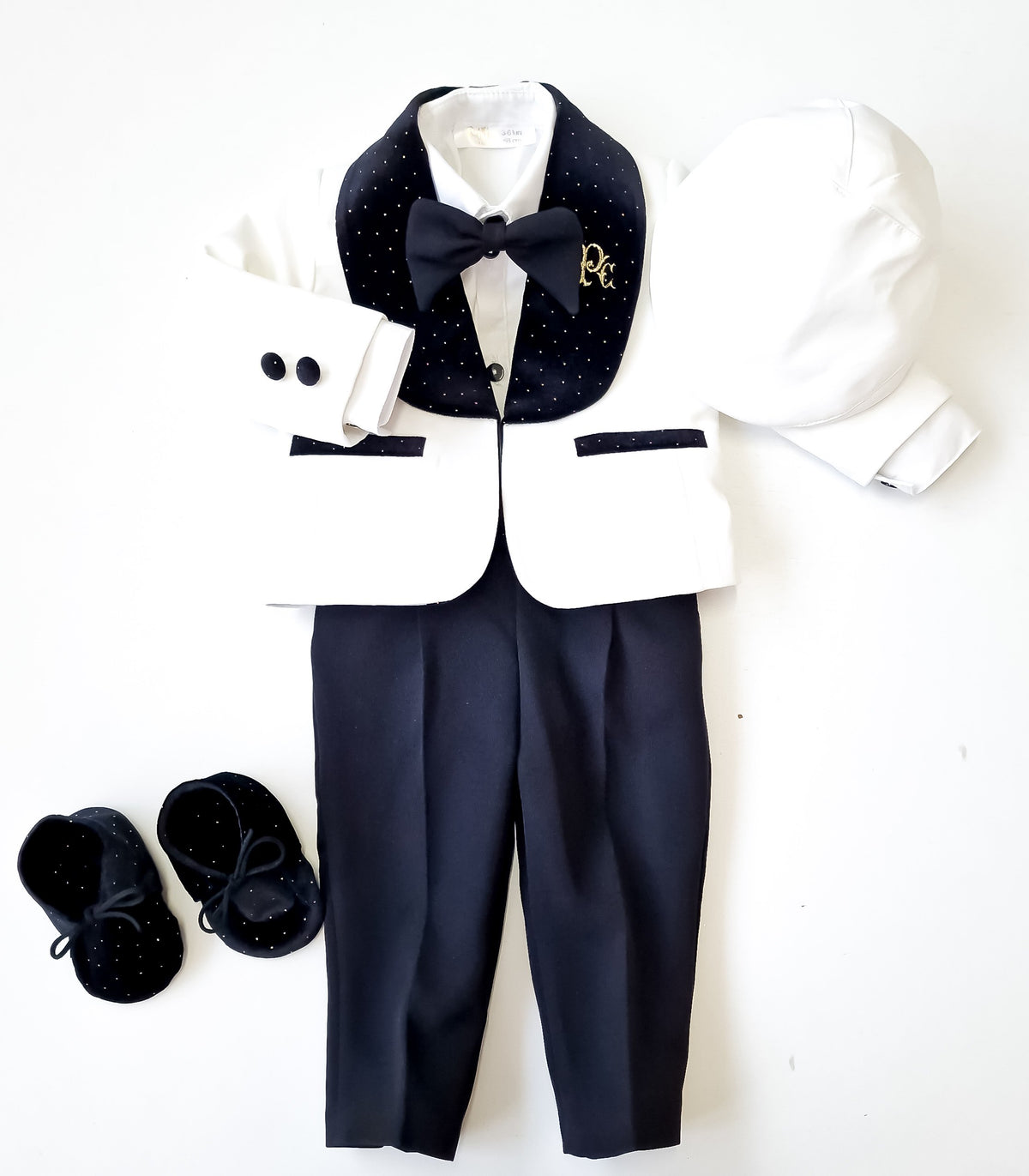 Costumaș botez pentru băieți Luxurious Velvet Touch Black