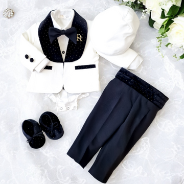 Costumaș botez pentru băieți Luxurious Velvet Touch Black