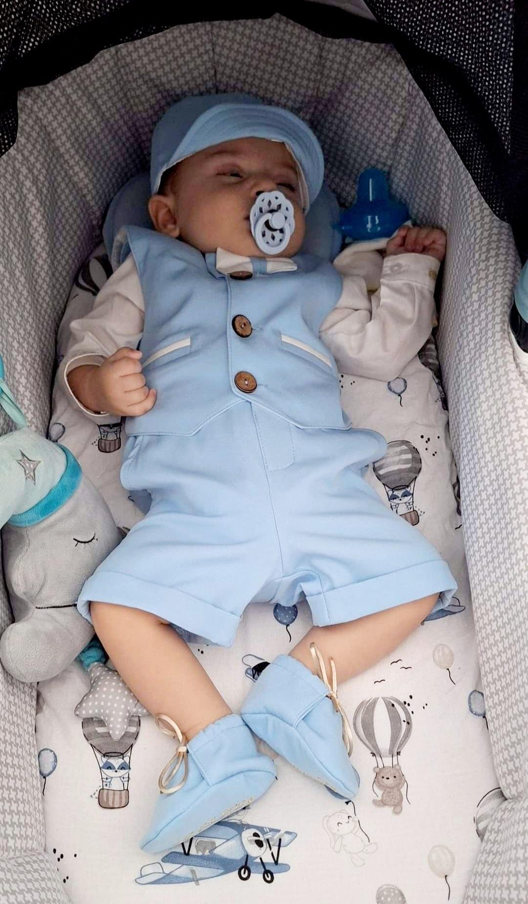 Costumaș botez pentru băieți Abel Baby Blue