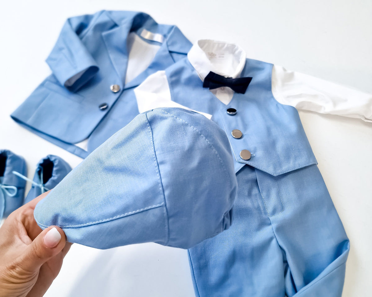 Costumaș botez pentru băieți Premier Baby Blue