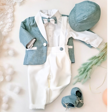 Costumaș botez pentru băieți Sabin Two Colors- Verde Olive/Alb