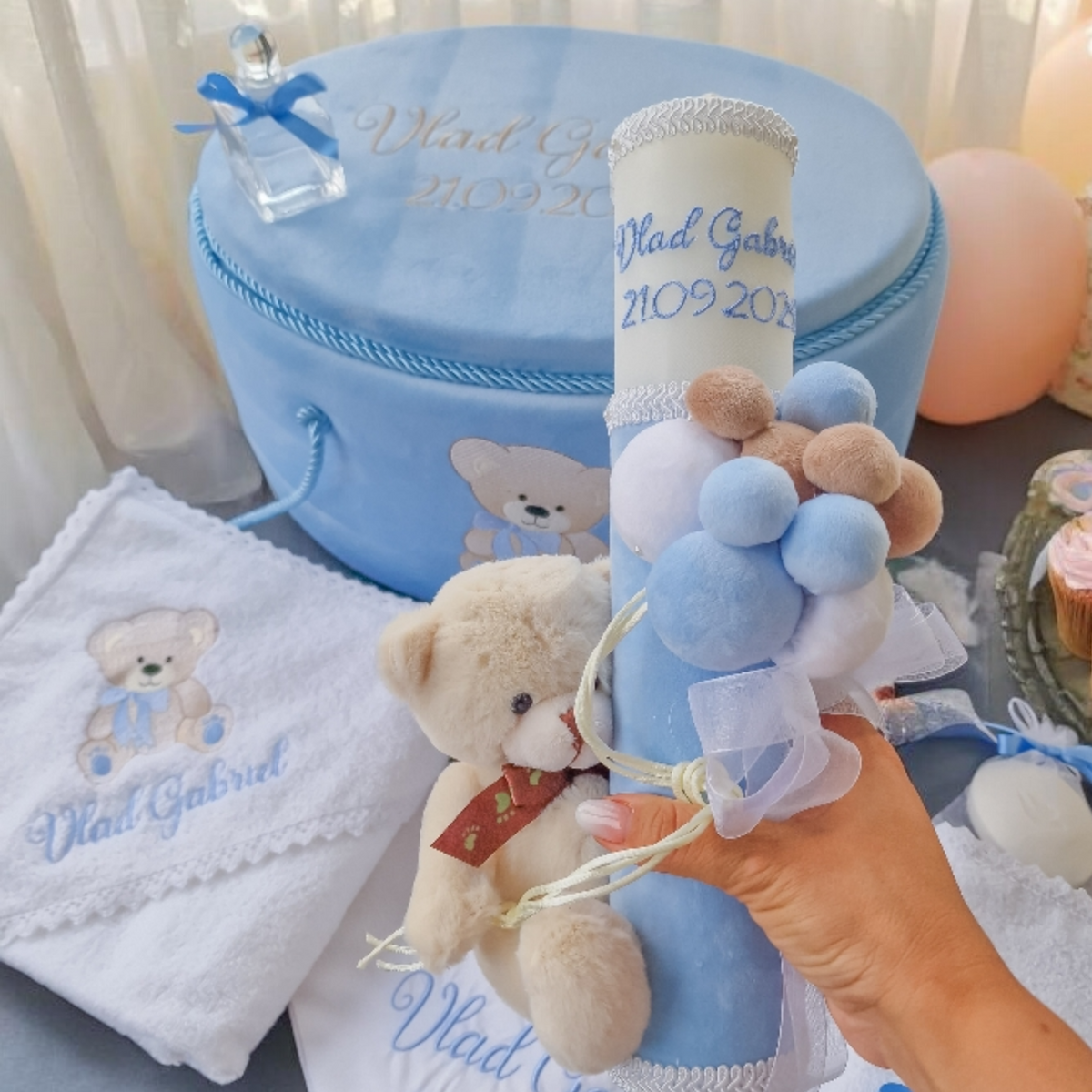 Lumanare Botez Teddy Bear With Balloons 3D Copy