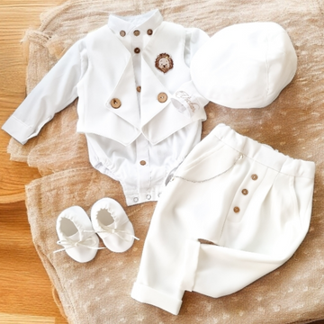 Costumaș botez pentru băieți Erik White Lion