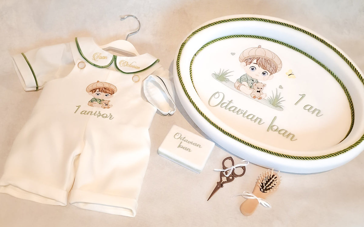 Salopetă Personalizată 1 An - Costumaș Aniversar pentru Băieți, Design Unic