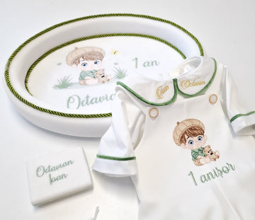 Set Aniversar Personalizat 1 An - Costumaș Tăvița Moț și Accesorii Unice